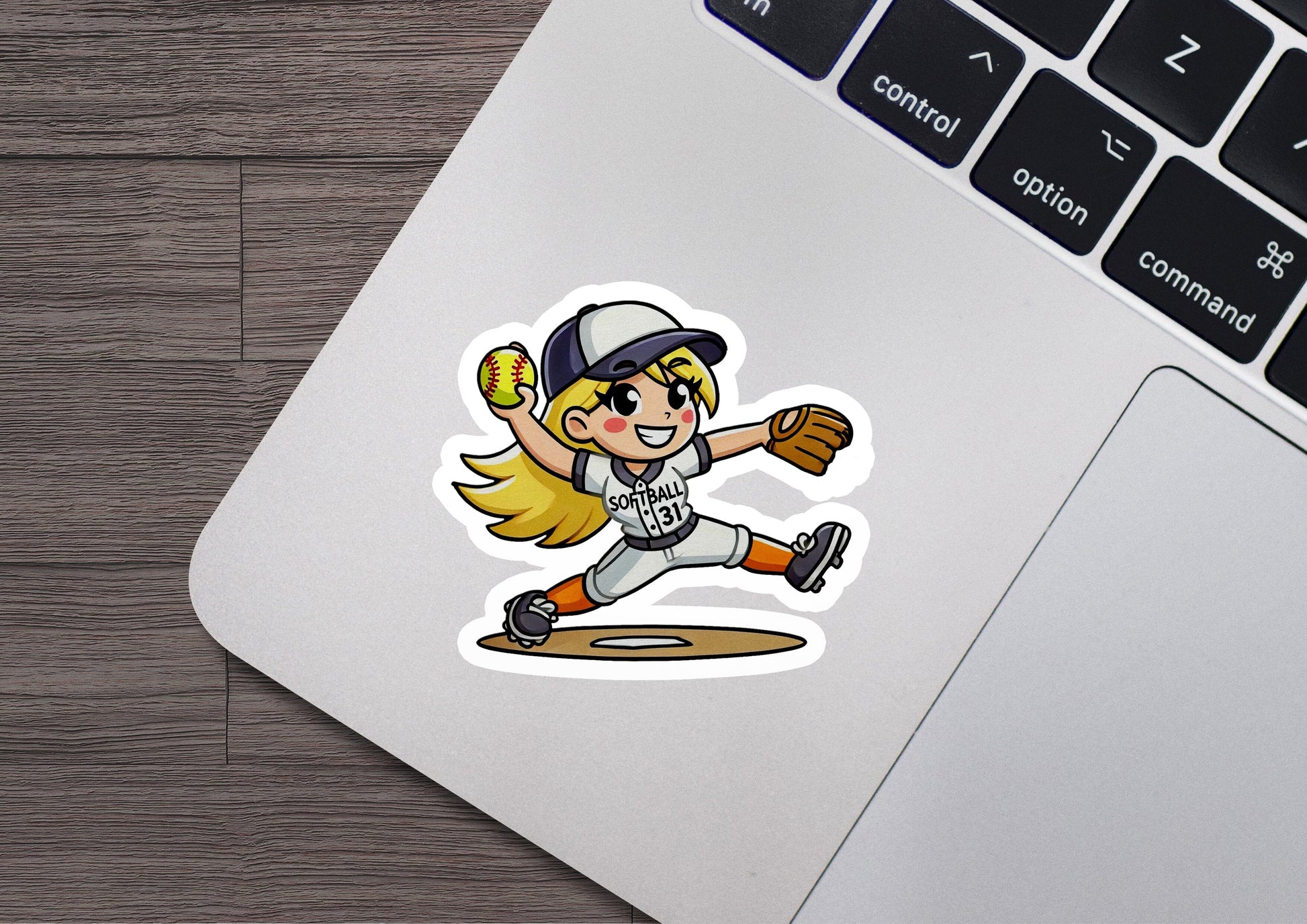 a sticker of a baseball player throwing a ball