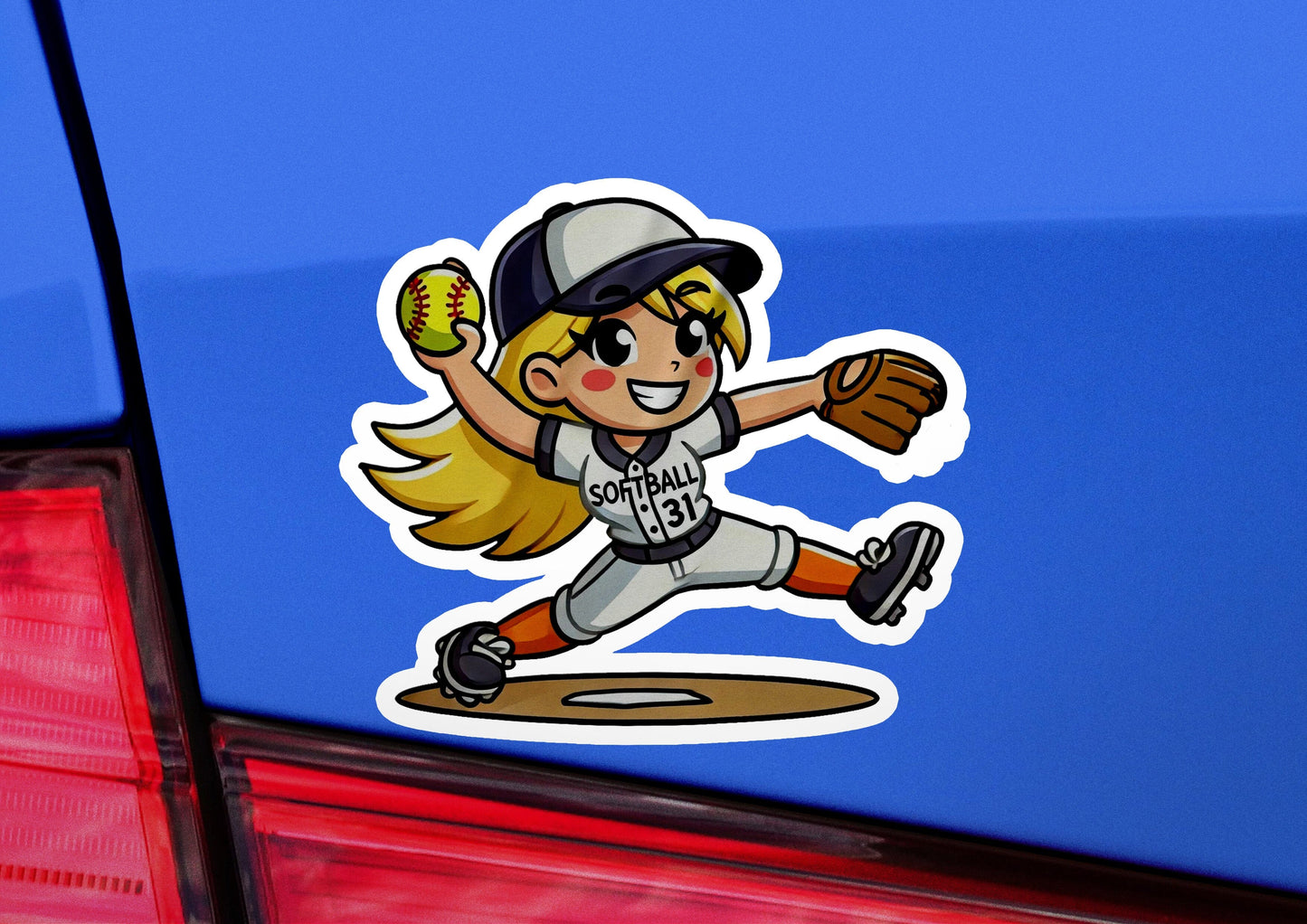 a sticker of a baseball player throwing a ball