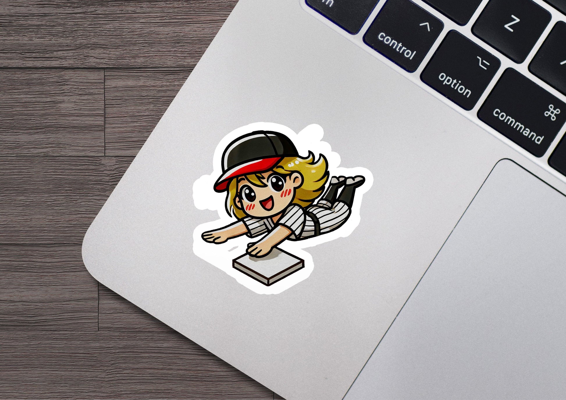 a laptop with a sticker of a cartoon character