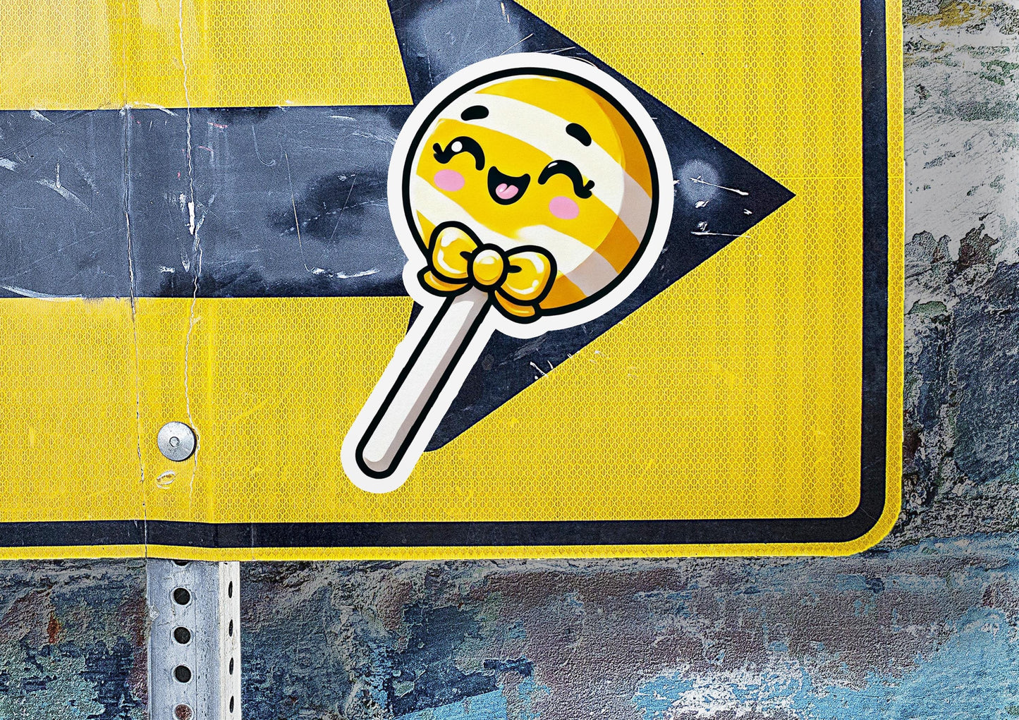 a yellow street sign with a smiley face on it