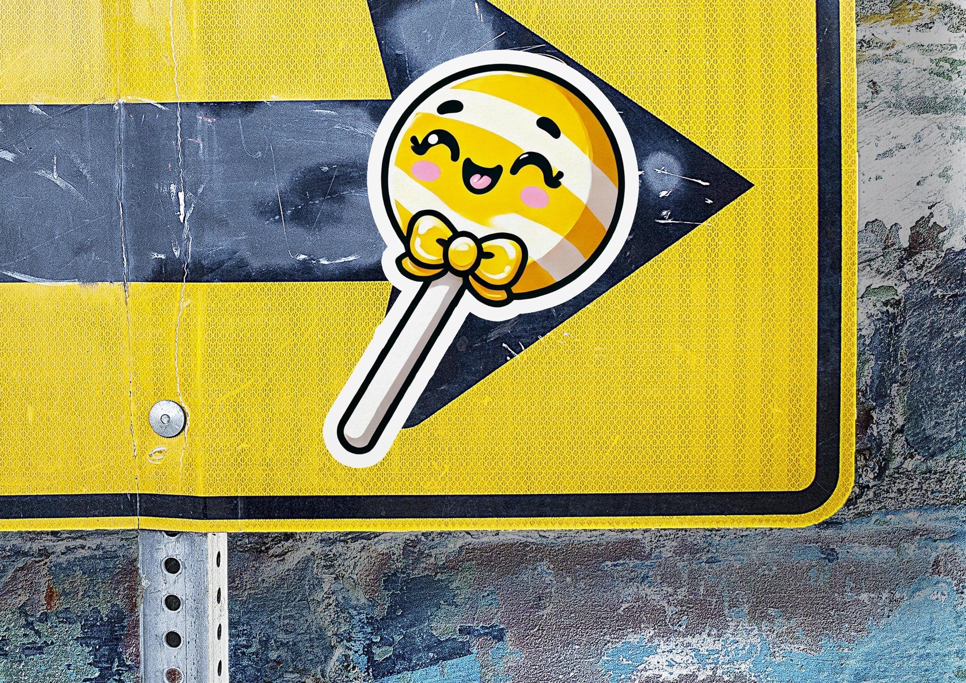 a yellow street sign with a smiley face on it