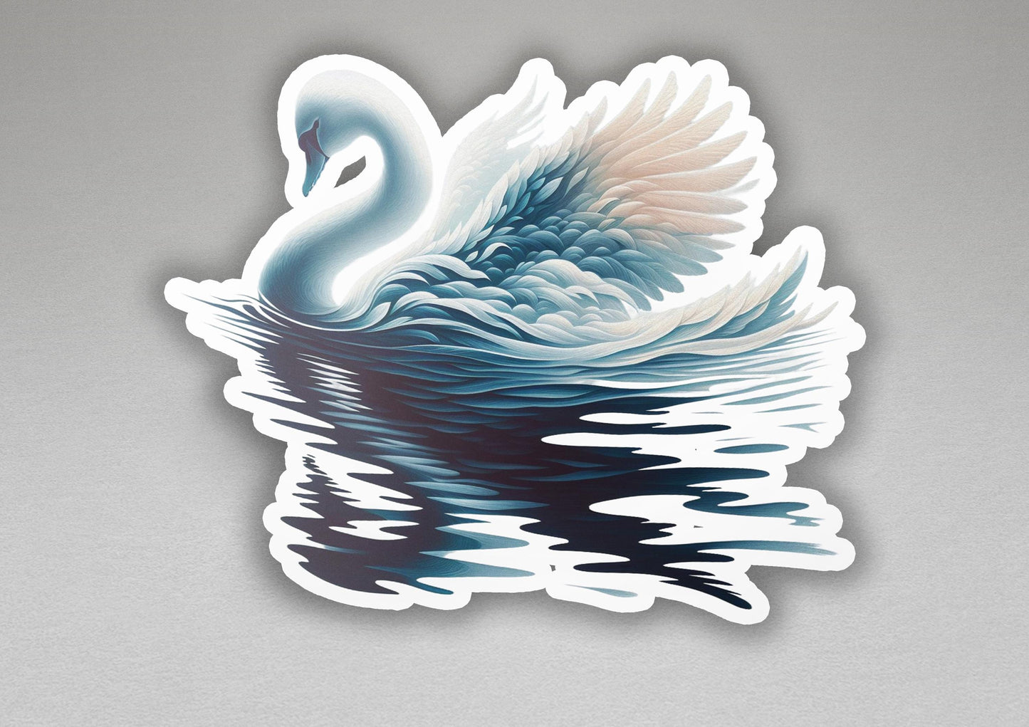 a sticker of a swan swimming in the water