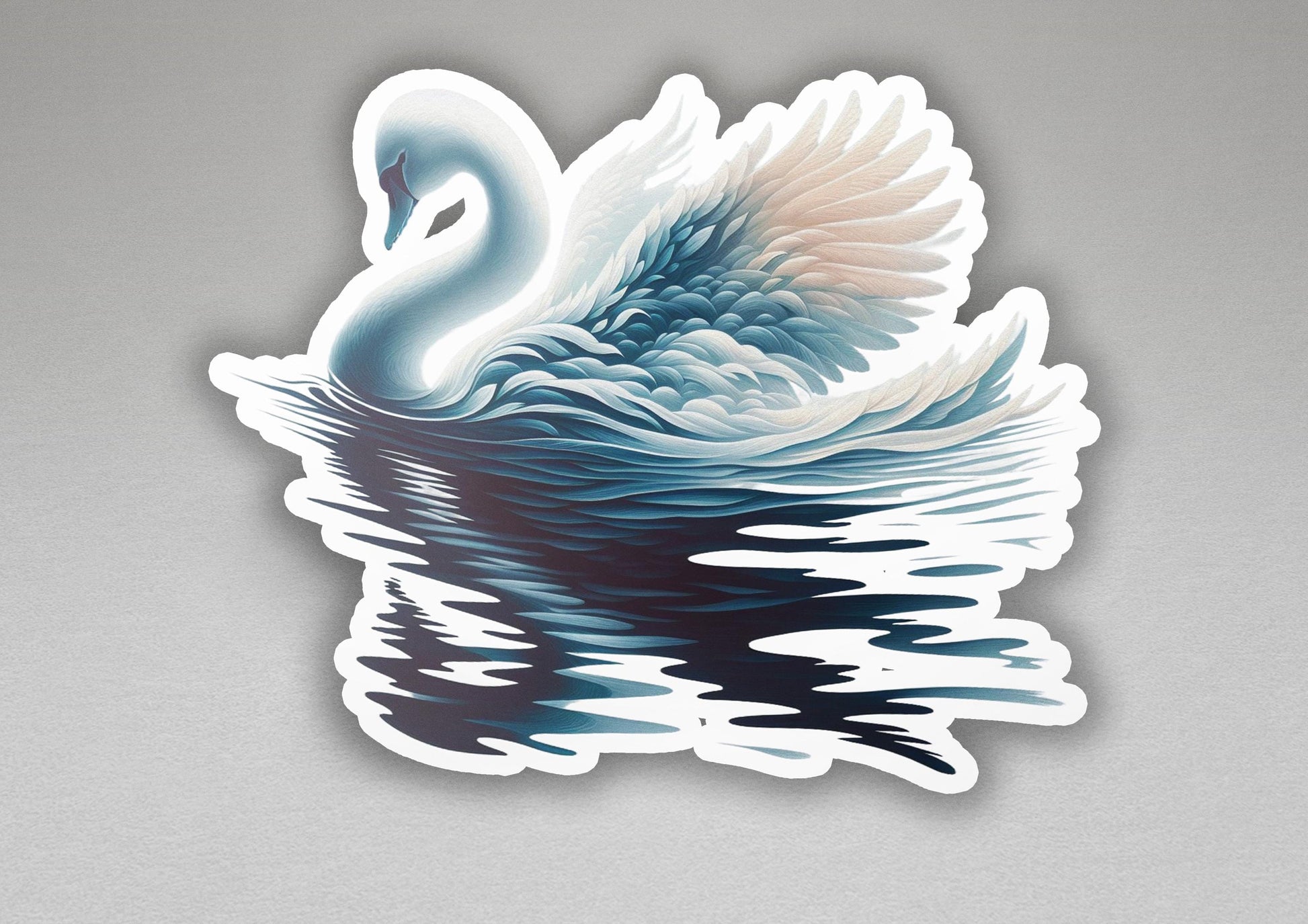 a sticker of a swan swimming in the water