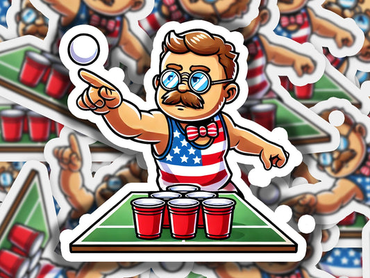 a sticker of a man juggling on a table