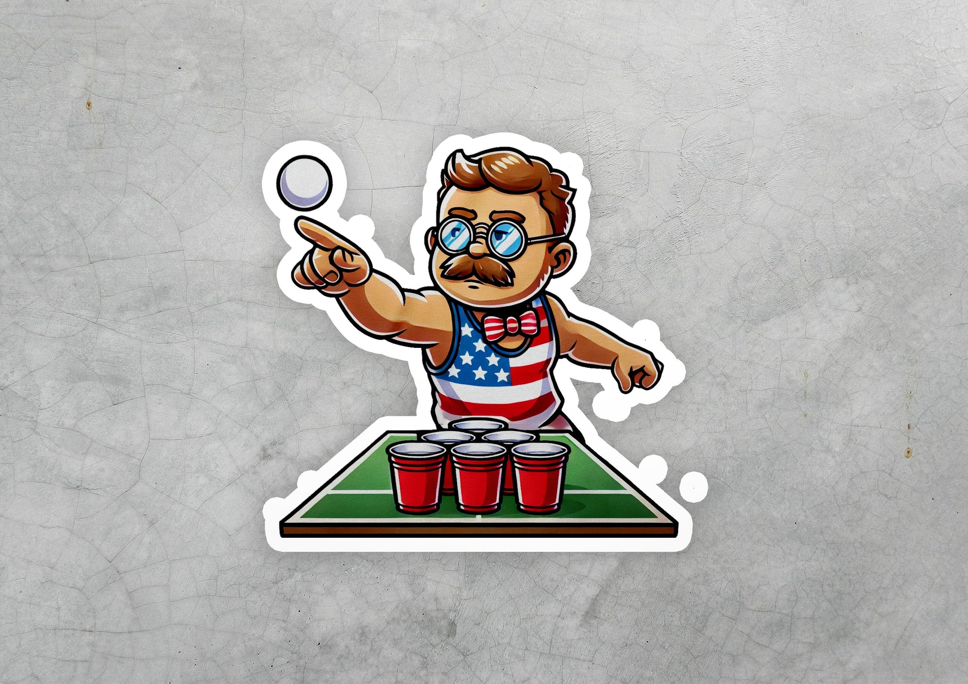 a sticker of a man juggling on a table