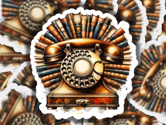 a sticker of an old fashioned rotary telephone