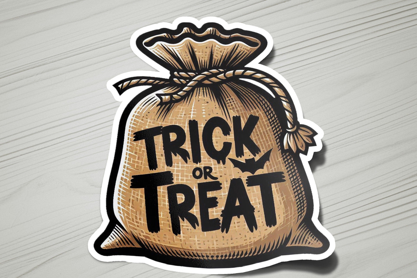a sticker that says trick or treat