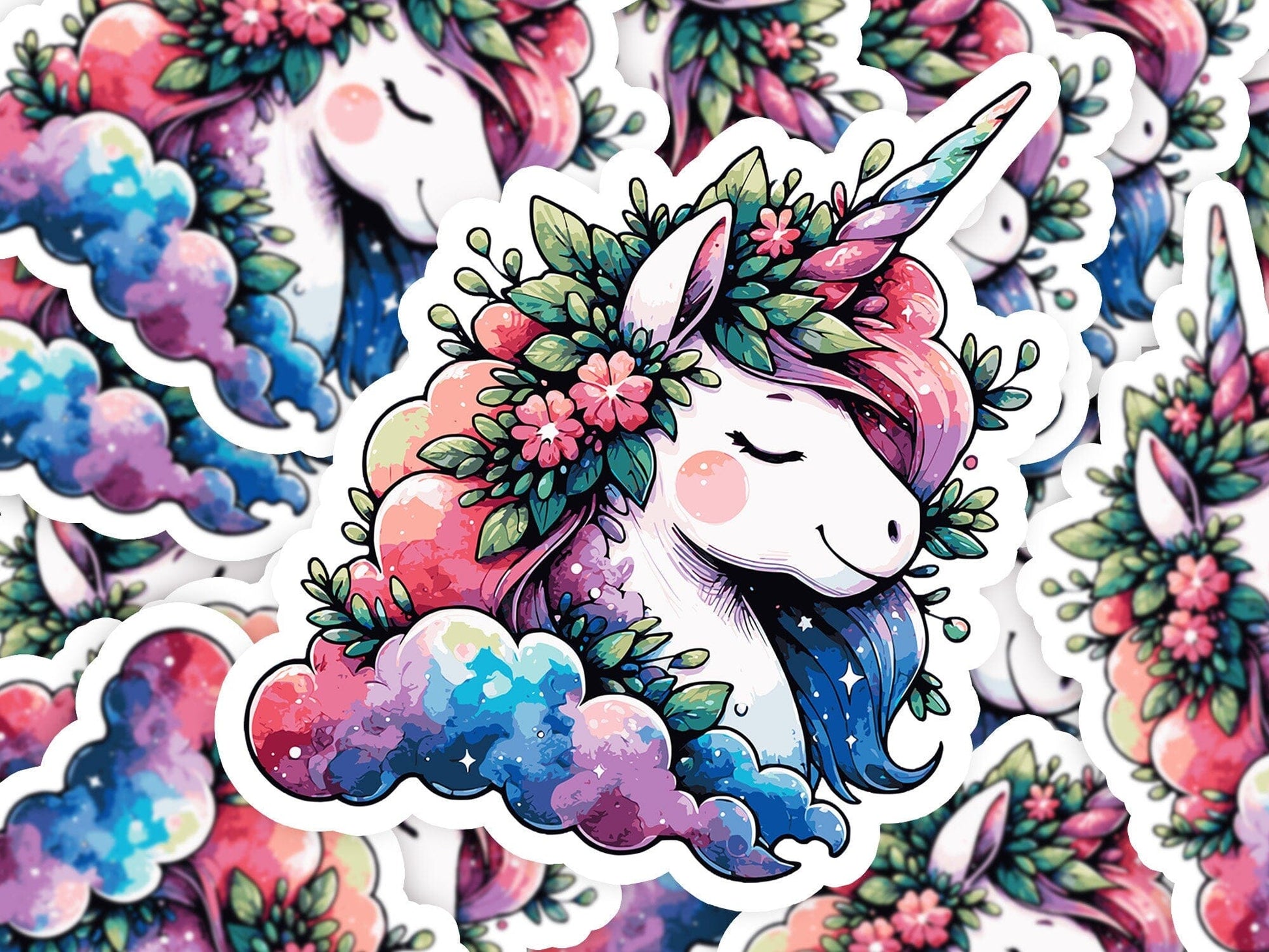 Unicorn Gorgeous Vinyl Sticker | Dishwasher Safe & Durable | Custom Sizes | Fast Shipping | Made in USA Fiesta Doodle waterproof vinyl sticker. dishwasher safe outdoor sticker.