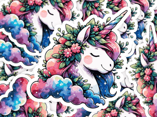 Unicorn Gorgeous Vinyl Sticker | Dishwasher Safe & Durable | Custom Sizes | Fast Shipping | Made in USA Fiesta Doodle waterproof vinyl sticker. dishwasher safe outdoor sticker.
