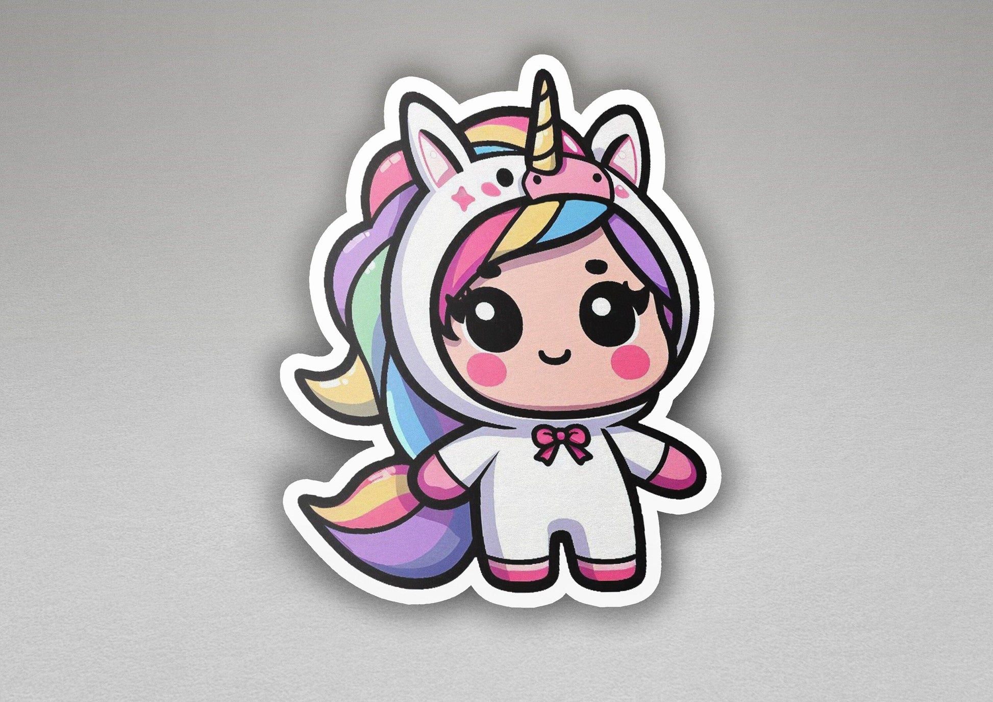 a sticker of a unicorn with a pink mane
