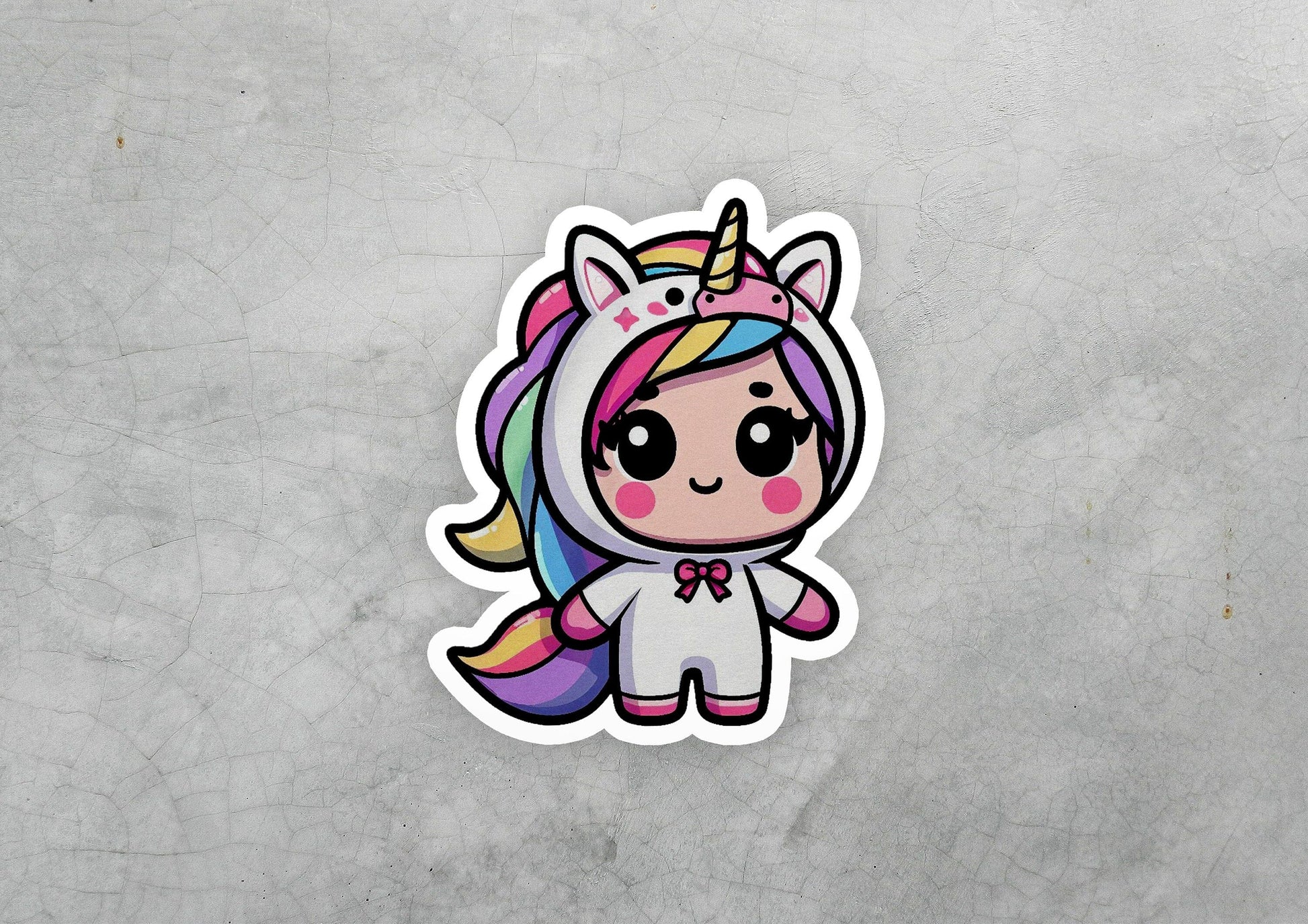 a sticker of a unicorn with a pink mane