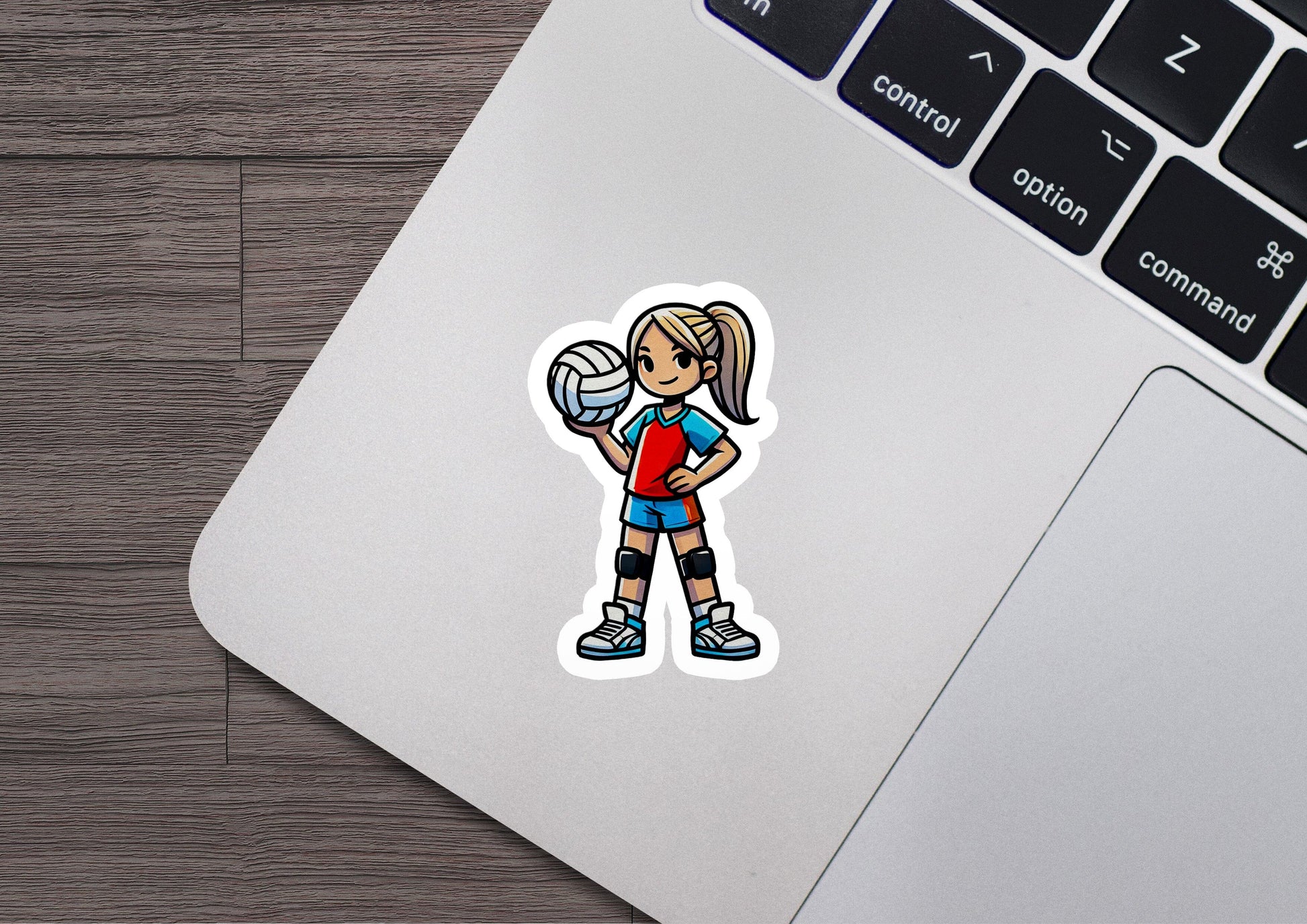 a sticker of a girl holding a soccer ball