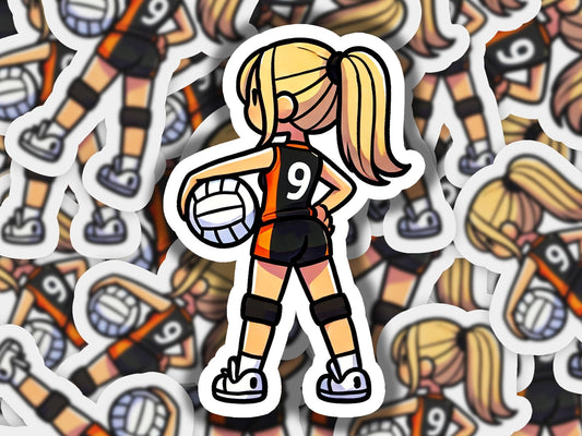 a bunch of stickers of a girl playing volleyball