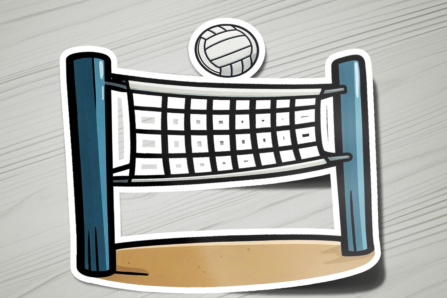 a sticker of a volleyball net with a ball on top of it