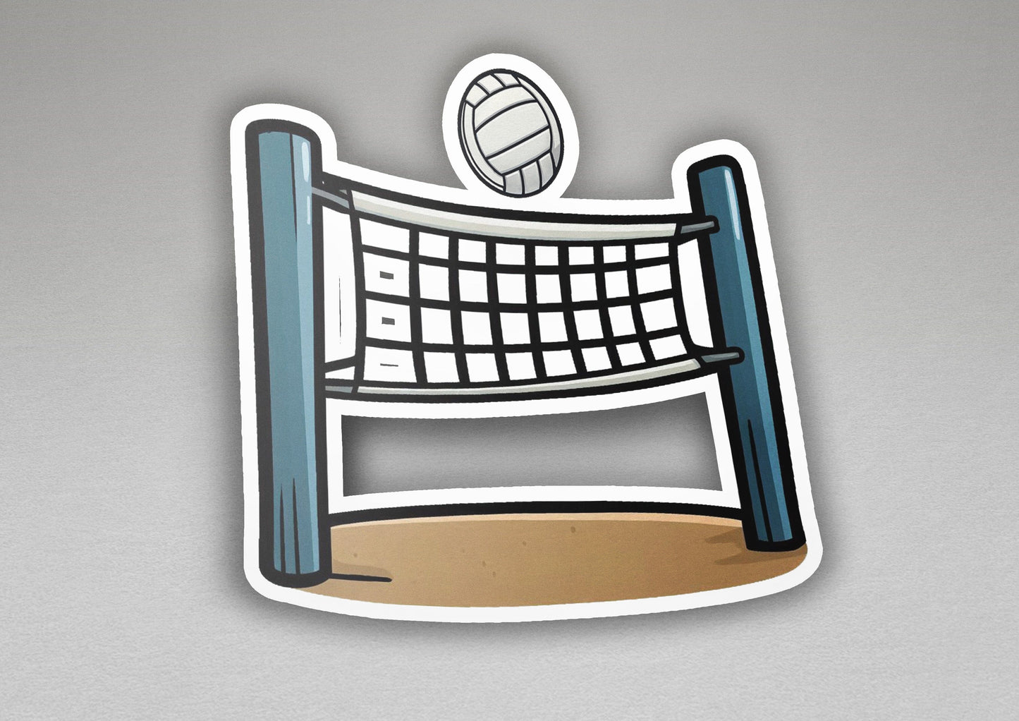 a sticker of a volleyball net and ball