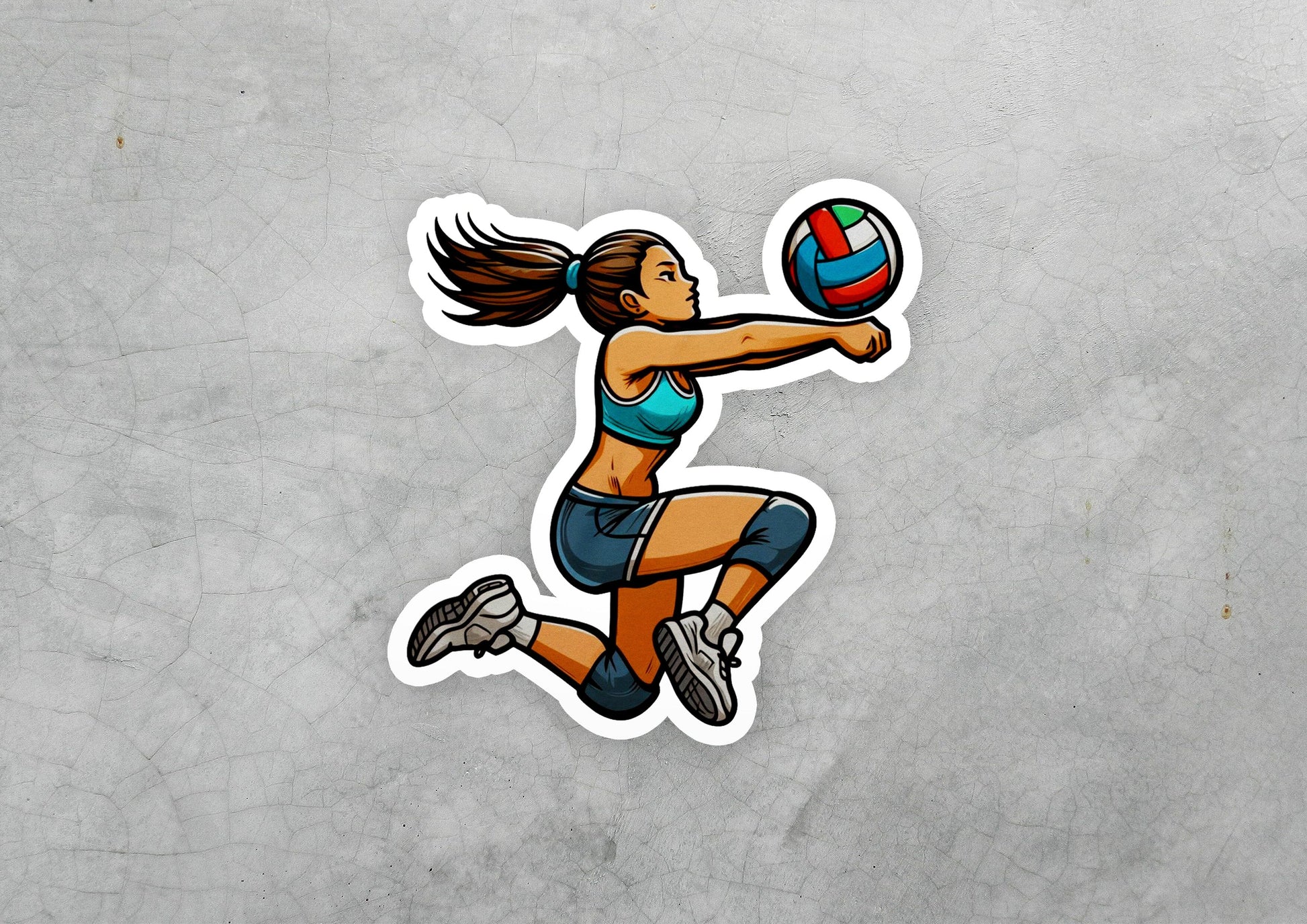 a sticker of a woman playing volleyball