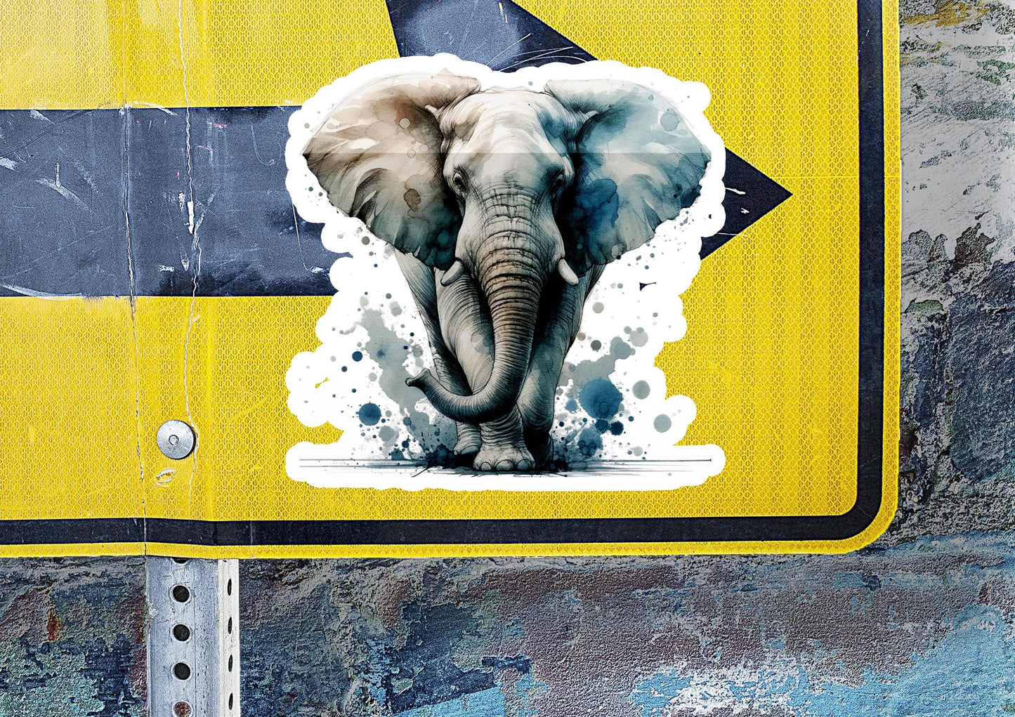 a picture of an elephant on a street sign