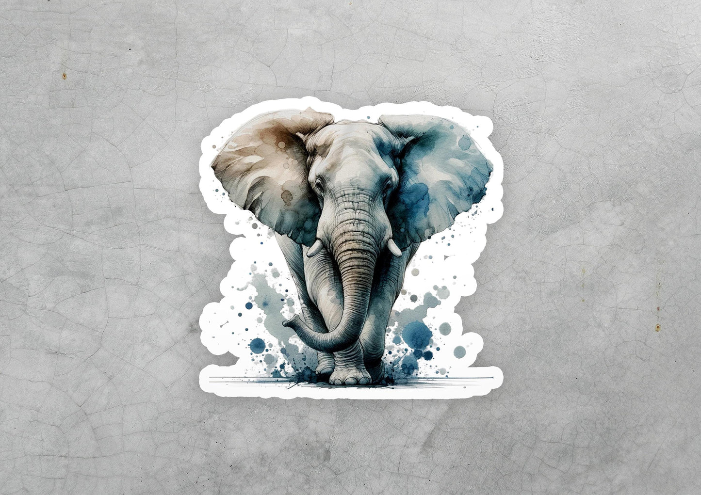 a sticker of an elephant on a gray background