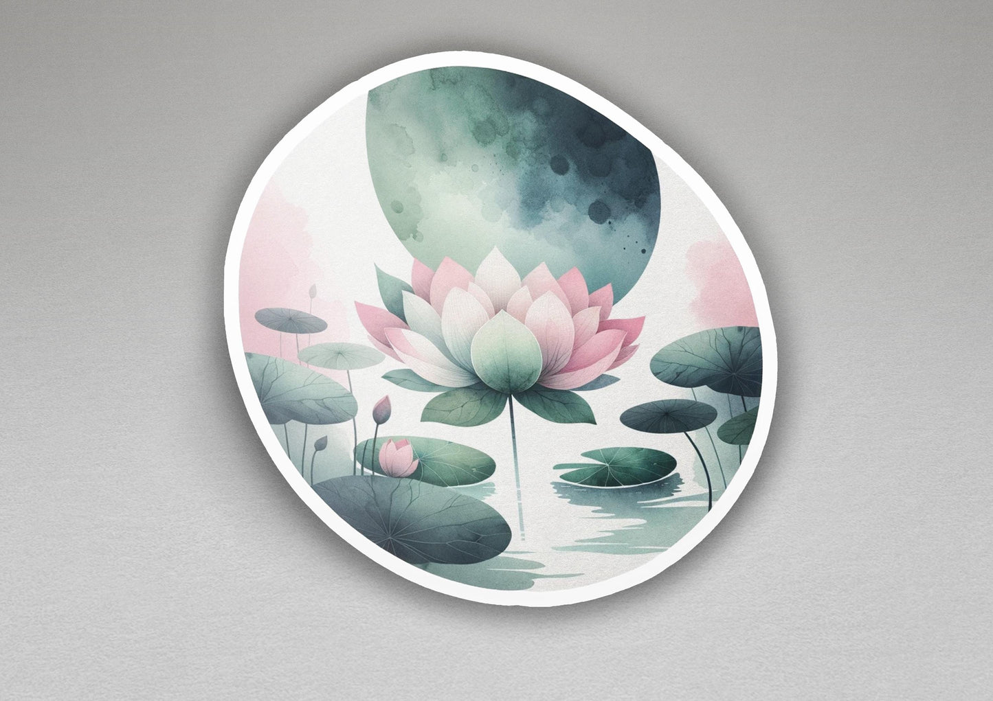 a clock with a painting of a lotus flower on it