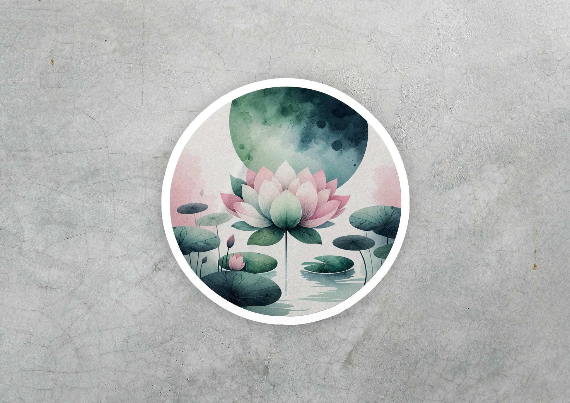 a painting of a lotus flower on a wall