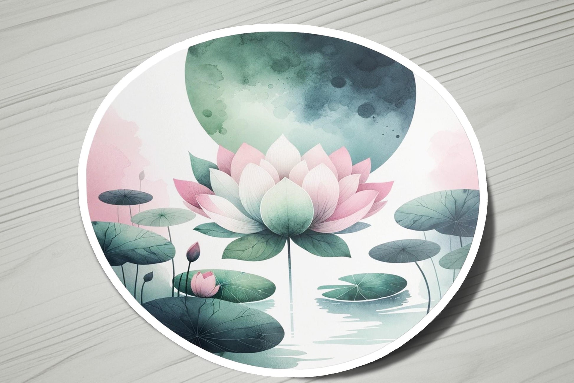 a painting of a lotus flower on a plate