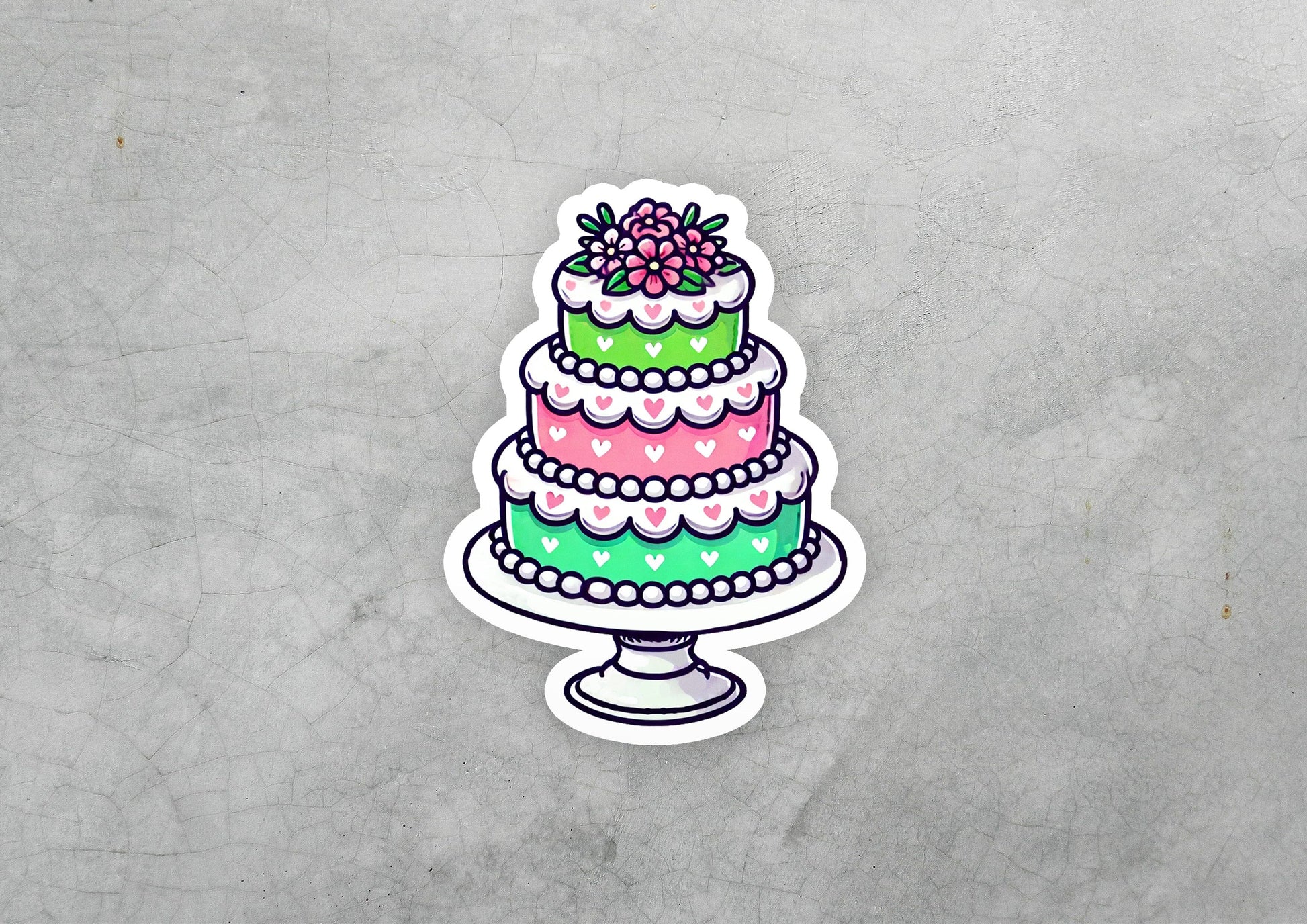 a sticker of a cake with berries on top