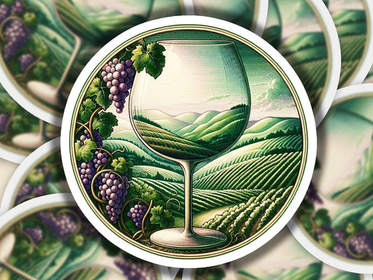 a painting of a glass of wine surrounded by grapes