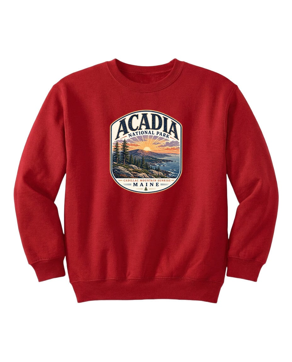 YOUTH Acadia National Park Badge Chest Logo T Shirt | Hoodie | Long Sleeve | Sweatshirt | Crew Neck | Tank Top 1 Fiesta Doodle waterproof vinyl sticker. dishwasher safe outdoor sticker.