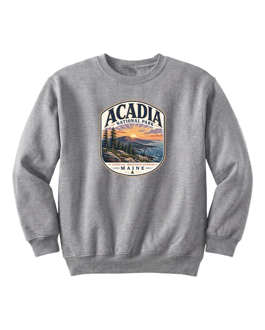 YOUTH Acadia National Park Badge Chest Logo T Shirt | Hoodie | Long Sleeve | Sweatshirt | Crew Neck | Tank Top 1 Fiesta Doodle waterproof vinyl sticker. dishwasher safe outdoor sticker.