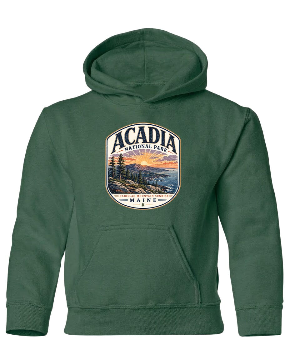 YOUTH Acadia National Park Badge Chest Logo T Shirt | Hoodie | Long Sleeve | Sweatshirt | Crew Neck | Tank Top 1 Fiesta Doodle waterproof vinyl sticker. dishwasher safe outdoor sticker.