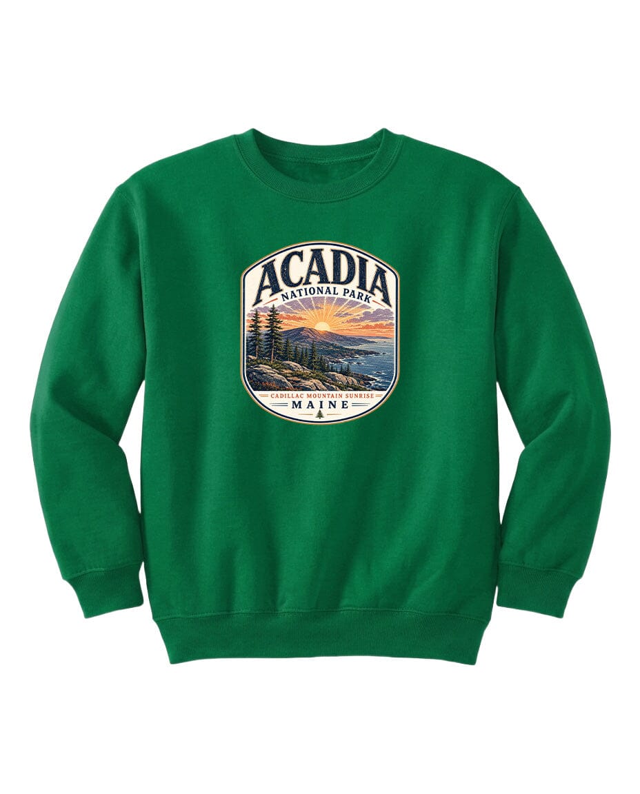 YOUTH Acadia National Park Badge Chest Logo T Shirt | Hoodie | Long Sleeve | Sweatshirt | Crew Neck | Tank Top 1 Fiesta Doodle waterproof vinyl sticker. dishwasher safe outdoor sticker.