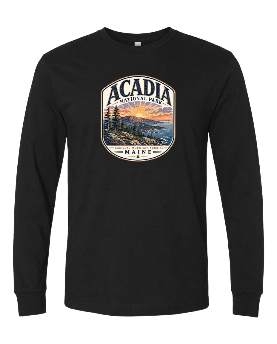 YOUTH Acadia National Park Badge Chest Logo T Shirt | Hoodie | Long Sleeve | Sweatshirt | Crew Neck | Tank Top 1 Fiesta Doodle waterproof vinyl sticker. dishwasher safe outdoor sticker.
