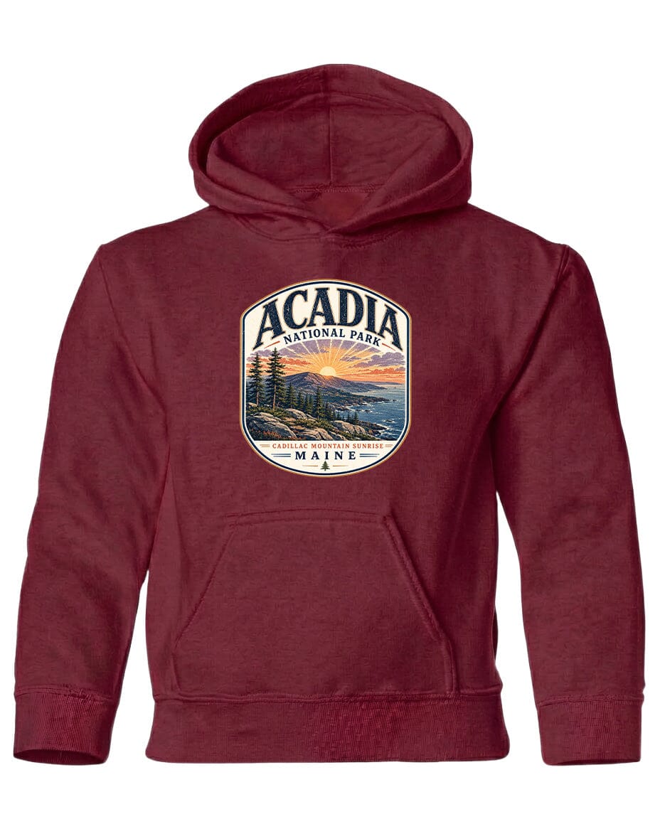 YOUTH Acadia National Park Badge Chest Logo T Shirt | Hoodie | Long Sleeve | Sweatshirt | Crew Neck | Tank Top 1 Fiesta Doodle waterproof vinyl sticker. dishwasher safe outdoor sticker.