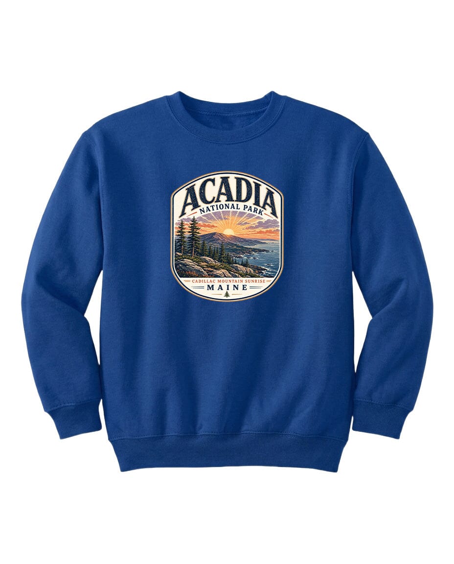 YOUTH Acadia National Park Badge Chest Logo T Shirt | Hoodie | Long Sleeve | Sweatshirt | Crew Neck | Tank Top 1 Fiesta Doodle waterproof vinyl sticker. dishwasher safe outdoor sticker.