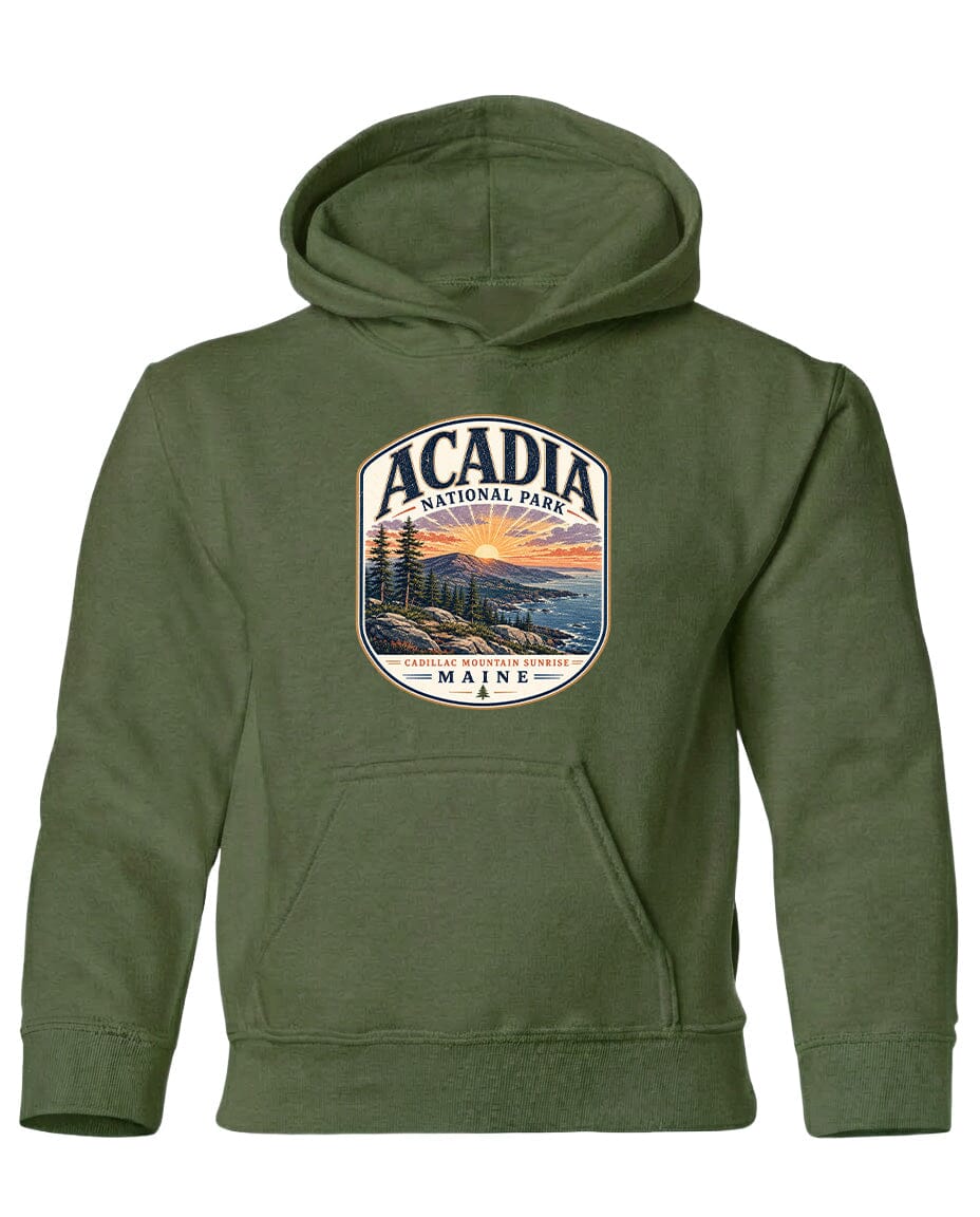 YOUTH Acadia National Park Badge Chest Logo T Shirt | Hoodie | Long Sleeve | Sweatshirt | Crew Neck | Tank Top 1 Fiesta Doodle waterproof vinyl sticker. dishwasher safe outdoor sticker.