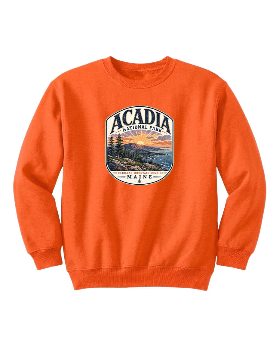 YOUTH Acadia National Park Badge Chest Logo T Shirt | Hoodie | Long Sleeve | Sweatshirt | Crew Neck | Tank Top 1 Fiesta Doodle waterproof vinyl sticker. dishwasher safe outdoor sticker.