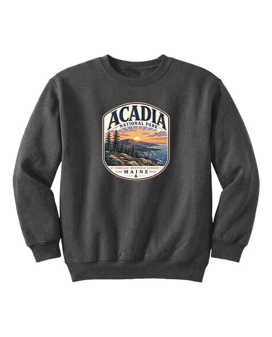 YOUTH Acadia National Park Badge Chest Logo T Shirt | Hoodie | Long Sleeve | Sweatshirt | Crew Neck | Tank Top 1 Fiesta Doodle waterproof vinyl sticker. dishwasher safe outdoor sticker.