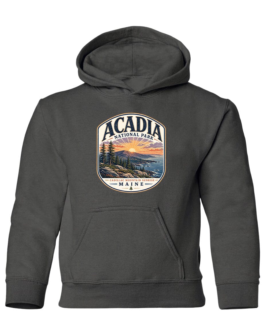 YOUTH Acadia National Park Badge Chest Logo T Shirt | Hoodie | Long Sleeve | Sweatshirt | Crew Neck | Tank Top 1 Fiesta Doodle waterproof vinyl sticker. dishwasher safe outdoor sticker.