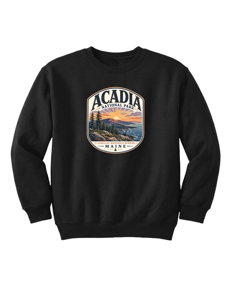 YOUTH Acadia National Park Badge Chest Logo T Shirt | Hoodie | Long Sleeve | Sweatshirt | Crew Neck | Tank Top 1 Fiesta Doodle waterproof vinyl sticker. dishwasher safe outdoor sticker.