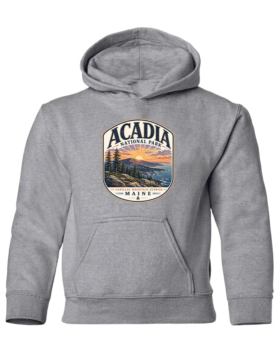 YOUTH Acadia National Park Badge Chest Logo T Shirt | Hoodie | Long Sleeve | Sweatshirt | Crew Neck | Tank Top 1 Fiesta Doodle waterproof vinyl sticker. dishwasher safe outdoor sticker.