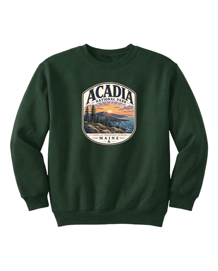 YOUTH Acadia National Park Badge Chest Logo T Shirt | Hoodie | Long Sleeve | Sweatshirt | Crew Neck | Tank Top 1 Fiesta Doodle waterproof vinyl sticker. dishwasher safe outdoor sticker.