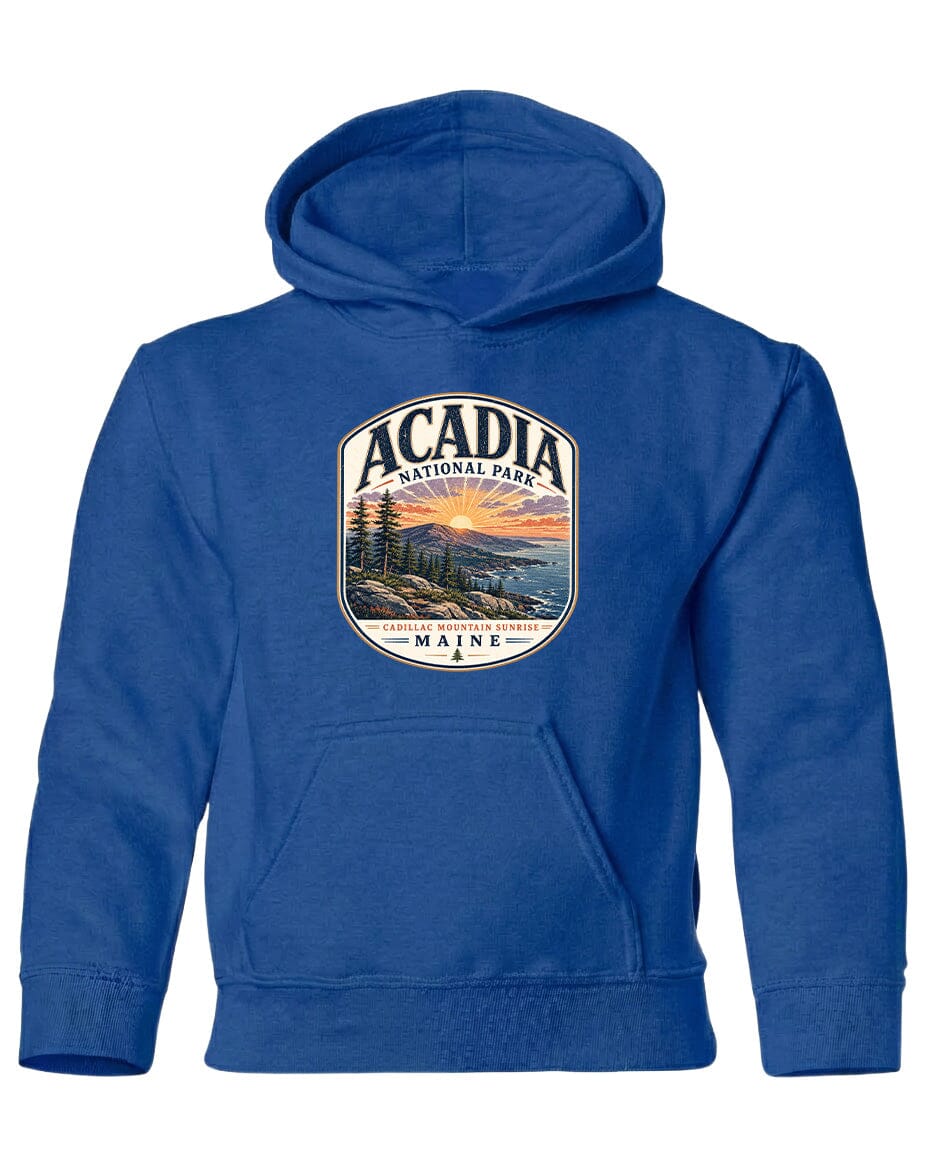 YOUTH Acadia National Park Badge Chest Logo T Shirt | Hoodie | Long Sleeve | Sweatshirt | Crew Neck | Tank Top 1 Fiesta Doodle waterproof vinyl sticker. dishwasher safe outdoor sticker.