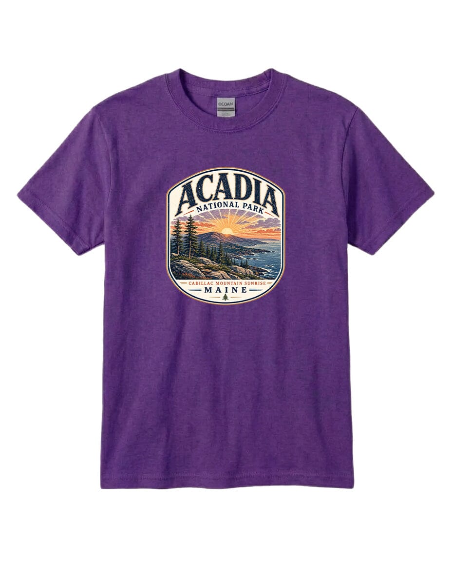 YOUTH Acadia National Park Badge Chest Logo T Shirt | Hoodie | Long Sleeve | Sweatshirt | Crew Neck | Tank Top 1 Fiesta Doodle waterproof vinyl sticker. dishwasher safe outdoor sticker.