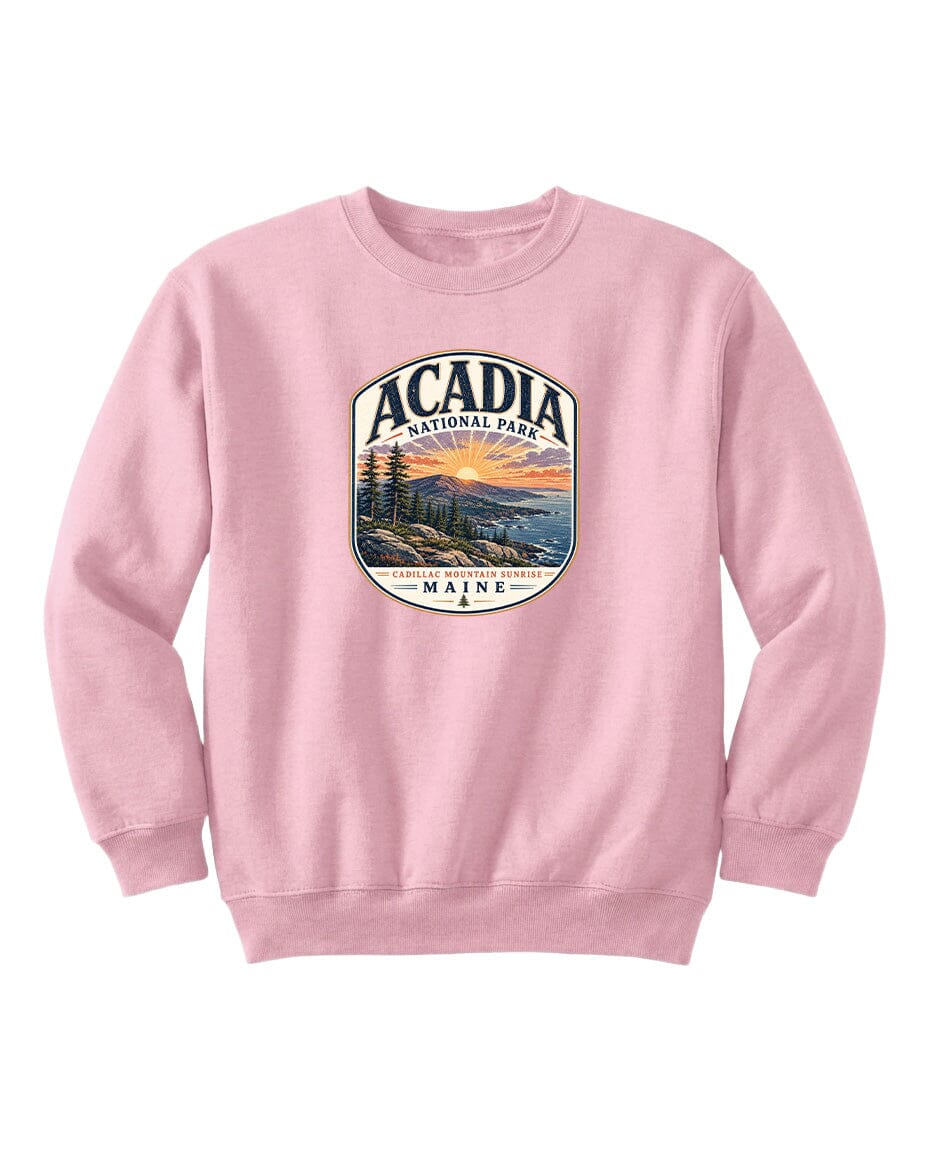 YOUTH Acadia National Park Badge Chest Logo T Shirt | Hoodie | Long Sleeve | Sweatshirt | Crew Neck | Tank Top 1 Fiesta Doodle waterproof vinyl sticker. dishwasher safe outdoor sticker.
