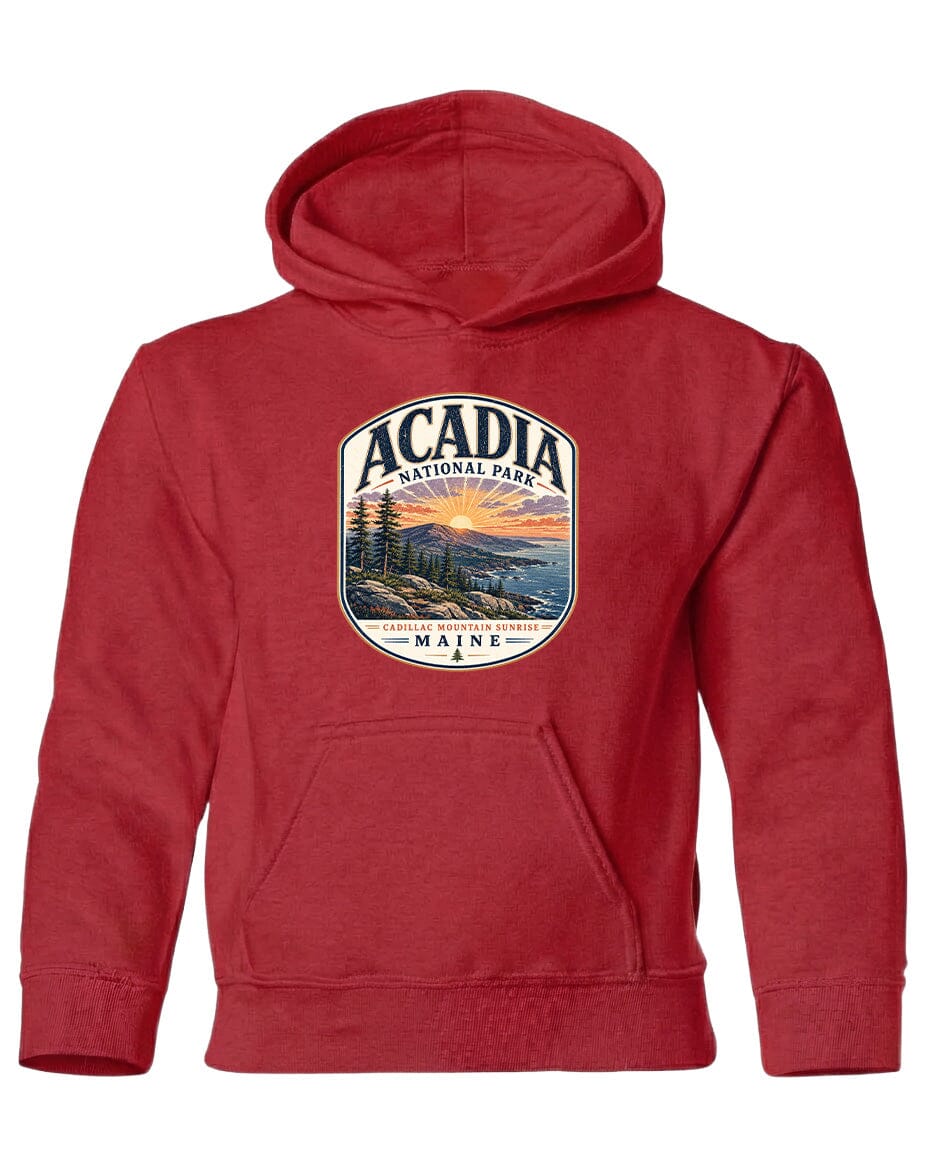 YOUTH Acadia National Park Badge Chest Logo T Shirt | Hoodie | Long Sleeve | Sweatshirt | Crew Neck | Tank Top 1 Fiesta Doodle waterproof vinyl sticker. dishwasher safe outdoor sticker.