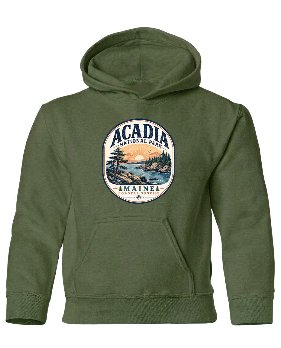YOUTH Acadia National Park Badge Chest Logo T Shirt | Hoodie | Long Sleeve | Sweatshirt | Crew Neck | Tank Top 2 Fiesta Doodle waterproof vinyl sticker. dishwasher safe outdoor sticker.