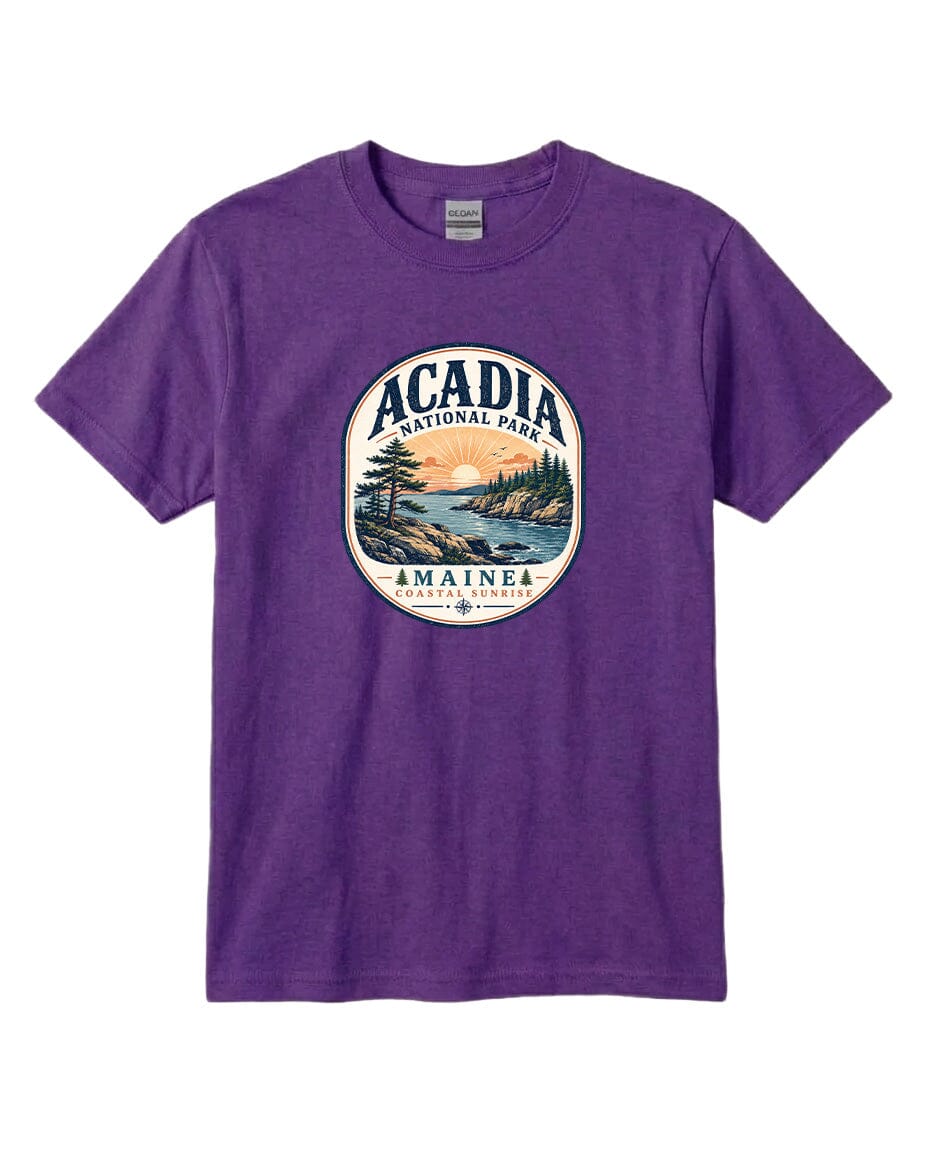YOUTH Acadia National Park Badge Chest Logo T Shirt | Hoodie | Long Sleeve | Sweatshirt | Crew Neck | Tank Top 2 Fiesta Doodle waterproof vinyl sticker. dishwasher safe outdoor sticker.