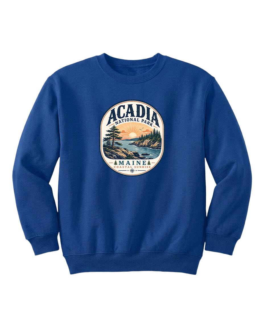 YOUTH Acadia National Park Badge Chest Logo T Shirt | Hoodie | Long Sleeve | Sweatshirt | Crew Neck | Tank Top 2 Fiesta Doodle waterproof vinyl sticker. dishwasher safe outdoor sticker.