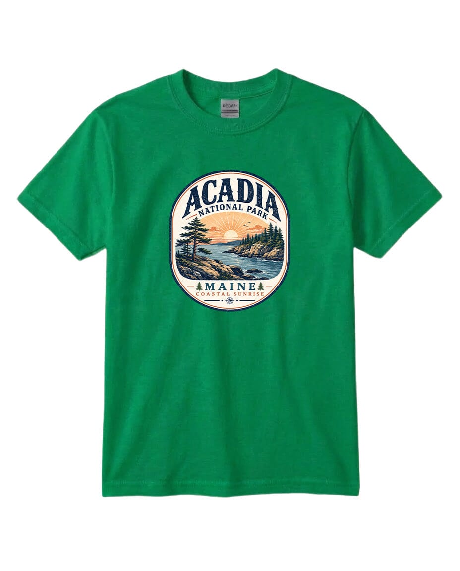 YOUTH Acadia National Park Badge Chest Logo T Shirt | Hoodie | Long Sleeve | Sweatshirt | Crew Neck | Tank Top 2 Fiesta Doodle waterproof vinyl sticker. dishwasher safe outdoor sticker.