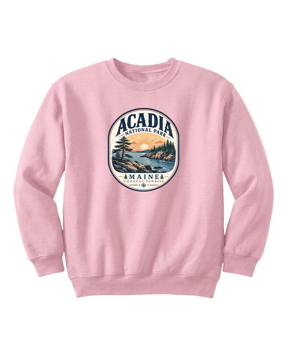 YOUTH Acadia National Park Badge Chest Logo T Shirt | Hoodie | Long Sleeve | Sweatshirt | Crew Neck | Tank Top 2 Fiesta Doodle waterproof vinyl sticker. dishwasher safe outdoor sticker.